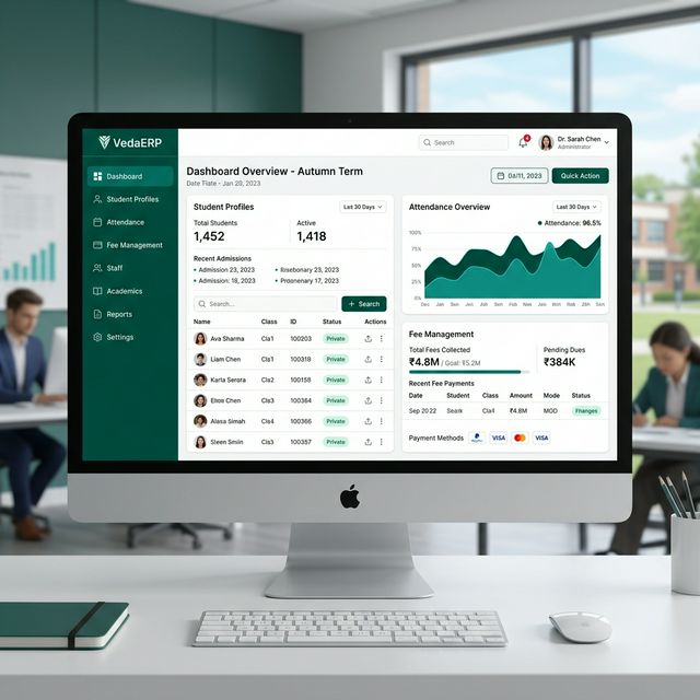 VedaERP Dashboard Mockup